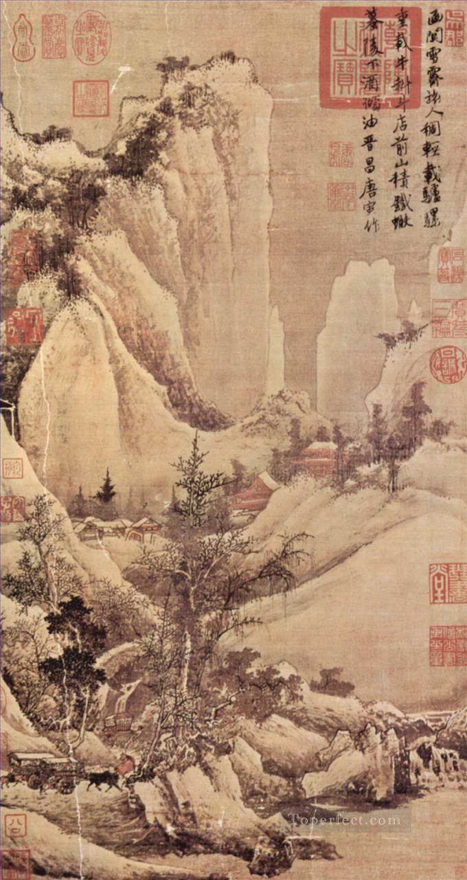 clearing after snow on a mountain pass 1507 old China ink Oil Paintings